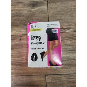 L'eggs‎ Everyday Knee Highs Sheer Toe 10 Pairs  Off Black